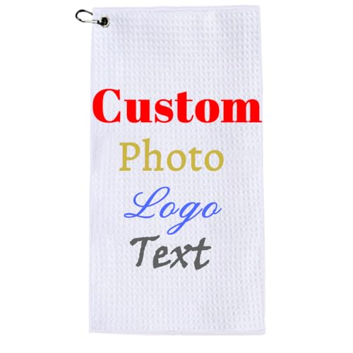 Personalized Custom Golf Towel Large 16"x40" 1 2 3 4 6 8 Pack/PC in Bluk,Customize Logo Photo Text Golf Towels Long with Hook Clip for Men Women,Funny 2025 Golfing Gift for Team Golfers Fans - size: 15.7-inch x 39.4-inch