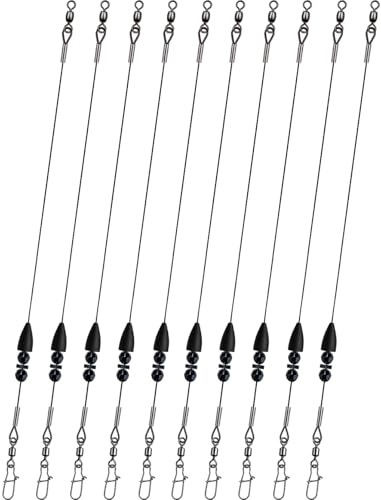 Texas Rigs 10 Pack, Pre-Rigged Bass Fishing Rig with Bullet Weight, Swivel & Snap, Weedless Soft Plastic Rig for Largemouth & Smallmouth Bass - color: Black, size: 3/16oz