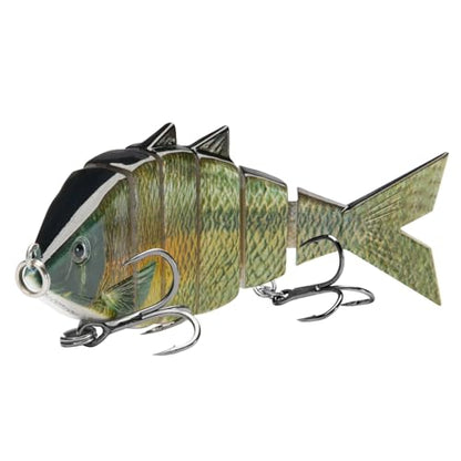 BASSDASH Bone Swimbait Multi Jointed Hard Fishing Lure for Bass Trout Bluegill Pike with Angled Cut Segments - color: Lake Chub