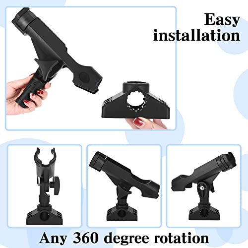2 Pcs Locking Side Deck Mounting Bracket Side Deck 1.96'' x 3.93'' Fishing Rod Bracket Flag Pole Bracket Kayak Fishing Rod Pole Holder Support Fishing Tool with Hardwares for Boat Wall House, Black