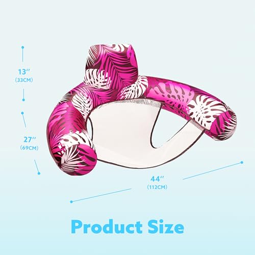 SLOOSH Inflatable Pool Floats Adult,Lounge Chair Adult with Plant Pattern,Floating Water Hammock,Blow up Pool Noodles Rafts for Relaxing Swimming Party Summer Water Beach Lake Fun - color: Pink