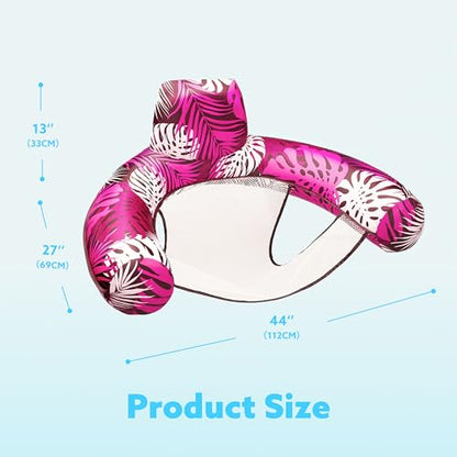SLOOSH Inflatable Pool Floats Adult,Lounge Chair Adult with Plant Pattern,Floating Water Hammock,Blow up Pool Noodles Rafts for Relaxing Swimming Party Summer Water Beach Lake Fun - color: Pink