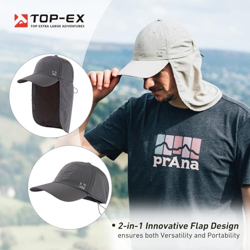 TOP-EX L/XL/XXL UV50+ Waterproof Neck Flap Baseball Sun Cap - color: Dark Grey, size: X-Large