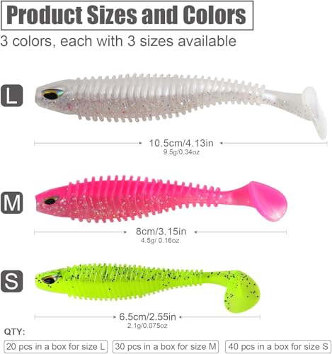 MAFIMOEA 40/30/25Pcs Paddle Tail Swim Baits Lures Fishing Soft Plastic Lure Kit for Bass Trout Walleye Crappie 6.5cm 7.5cm 10.5cm - color: Blue, size: 2.55IN/6.5CM - 40PCS
