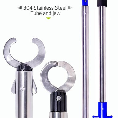 Heavy-Duty Fish Gripper – Extra-Long Stainless Steel Grabber with Non-Slip Handle, Wrist Lanyard & Storage Bag for Secure Fish Handling in Freshwater & Saltwater - color: 80cm/31.5in(2.6ft) Blue