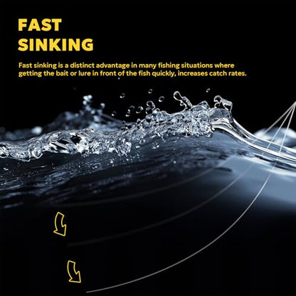 SF 100% Pure Fluorocarbon Leader Material Fishing Line Virtually Invisible Shock Resistant Increased Sensitivity Sink Fast Clear 55yd - color: Clear, size: 55Yds-12LB
