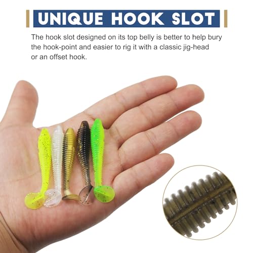 MAFIMOEA50/40/30Pcs Paddle Tail Swim Baits Lures Fishing Soft Plastic Lure Kit for Bass Trout Walleye Crappie 5.5cm 6.5cm 7.5cm - color: White, size: 7.5cm/2.95in-30pcs