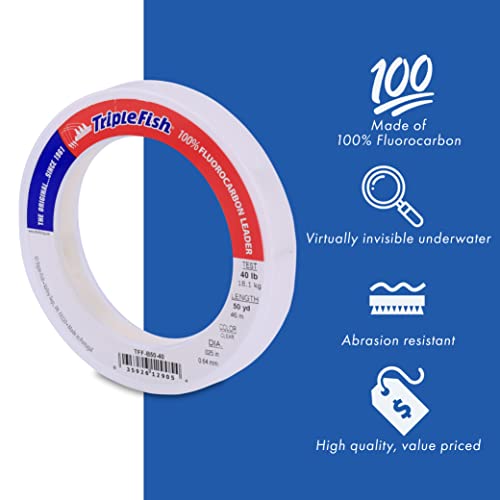Triple Fish 100% Fluorocarbon Fishing Leader - Clear Invisible Strong and Heavy Duty Highly Abrasion Resistant, Fast Sinking Freshwater & Saltwater - style: 15 Lb, 25 Yd Bracelet