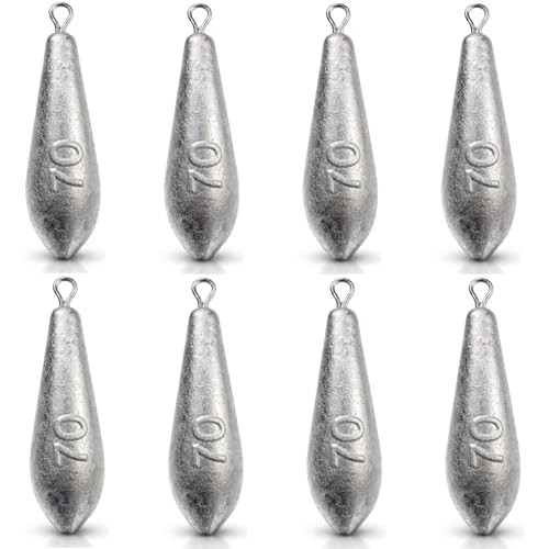Teardrop Drop Shot Sinkers – Lead Fishing Weights & Sinkers for Bass, Catfish & Surf Fishing – Freshwater & Saltwater – 10 Sizes 1/2oz to 7oz, More Per Pack - style: 70g/2.5oz – 8pcs