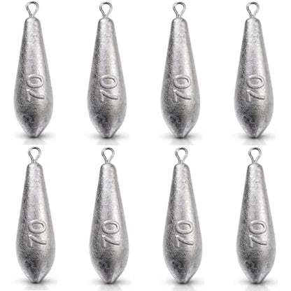 Teardrop Drop Shot Sinkers – Lead Fishing Weights & Sinkers for Bass, Catfish & Surf Fishing – Freshwater & Saltwater – 10 Sizes 1/2oz to 7oz, More Per Pack - style: 70g/2.5oz – 8pcs