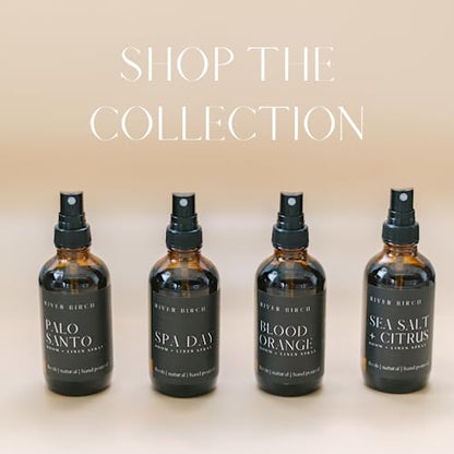 River Birch Patchouli Mandarin Scented Linen and Room Spray | Home Fragrance | 4 oz Glass Amber Bottle | Luxury Signature Scent | Handmade in Texas - color: Patchouli Mandarin