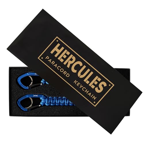 HERCULES Paracord Keychain Set – 2 Pack Lanyard Rope with Aluminum Clip, Durable Paracord Wrist Strap for Outdoor Activities, Royal Blue - style: Royal Blue