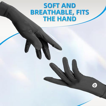 ROCKBROS UV Protection Gloves Soft Thin Women’s Sunscreen Gloves Anti-Skid Ice Silk Gloves with Removable Fingertips for Cycling Driving Running - color: blak