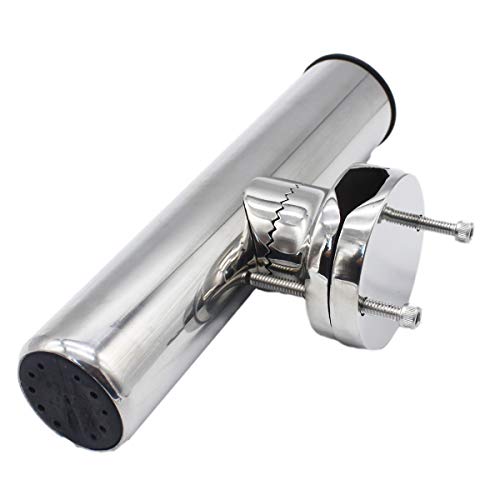 X-Haibei 2 Pcs Rail Clamp On Fishing Rod Holder for Boat Stainless Steel Clamp Fittings Rail 1-1/4 to 2 inch