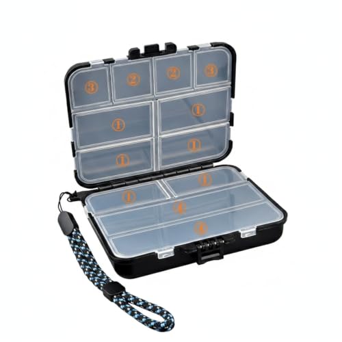 Fits Standard Vest Pockets and Kayak Hatches: Compact Double-Sided Fishing Tackle Box for Lures and Hooks, Black PP Plastic Storage Container - size: 4.41 x 3.62 x 1.26 in