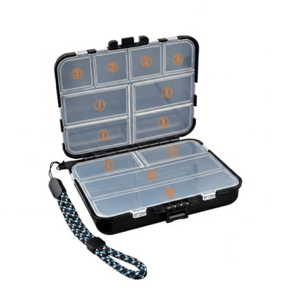 Fits Standard Vest Pockets and Kayak Hatches: Compact Double-Sided Fishing Tackle Box for Lures and Hooks, Black PP Plastic Storage Container - size: 4.41 x 3.62 x 1.26 in