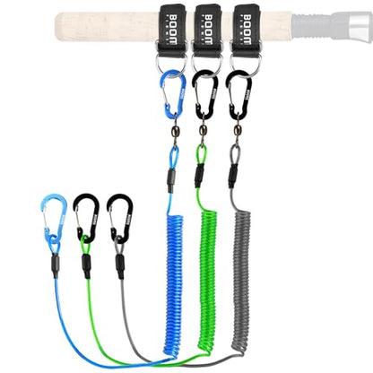 Booms Fishing T02 Fishing Pole Tether, Kayak Paddle Leash, Paddle Board Fishing Accessories, Heavy Duty Fishing Lanyard for Fishing Tools/Rods/Paddles - color: Multicolor with 7.1" RB1 Belt, 3pcs