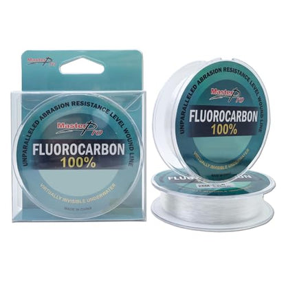 MASTERPRO 100% Pure Fluorocarbon Fishing Line, Clear, 25m/roll, Strong & Tough 10lb 15lb 20lb 25lb 30lb 40lb 50lb 80lb 100lb Fast Sinking Fishing Leader for Freshwater and Saltwater - size: 20LB