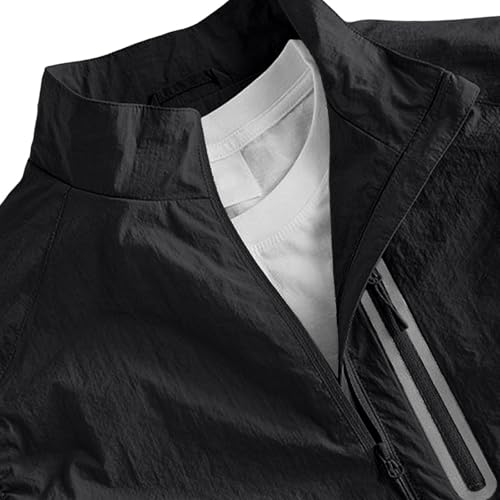 Fishing Vest - Fishing Vests for Men Lightweight Waterproof Zip Up Sleeveless Utility Jackets Outwear with Multi Pockets - color: 01# Black, size: Large