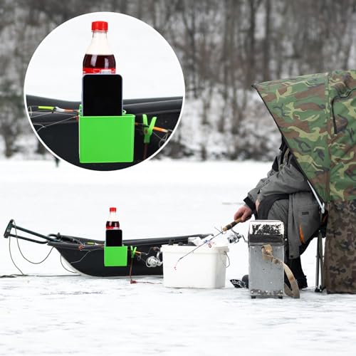 Moxweyeni 4 Pcs Ice Fishing Sled and Bucket Phone, Drink, and Tool Holder Bucket Rod Holder for Sleds and Buckets