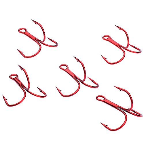 AMHDV 100pcs Treble Hooks Barbed Sharp Treble Hook for Freshwater and Saltwater - color: Red, size: 2# 100pcs