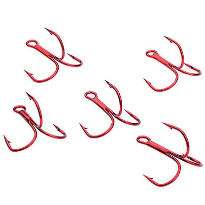 AMHDV 100pcs Treble Hooks Barbed Sharp Treble Hook for Freshwater and Saltwater - color: Red, size: 2# 100pcs