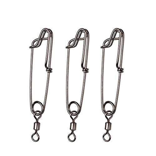 5pcs Longline Fishing Snap Clips Stainless Steel Floatline Tuna Clips with Rolling Swivel 5 Sizes - size: 5.0 inch(660LB)-5PCS