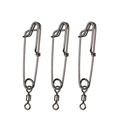 5pcs Longline Fishing Snap Clips Stainless Steel Floatline Tuna Clips with Rolling Swivel 5 Sizes - size: 4.3 inch(500LB)-5PCS