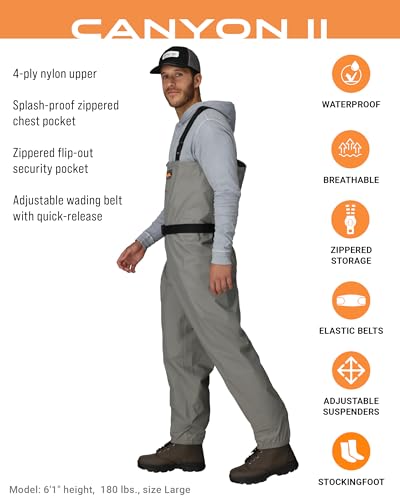 FROGG TOGGS Canyon II Breathable Waterproof Stockingfoot Fishing Chest Wader for Fishing - size: X-Large