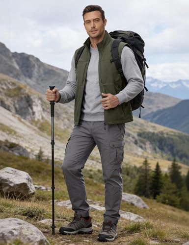 Eisctnd Mens Lightweight Quick Dry Vest Sleeveless Outdwear Utility Jacket | Utility Sleeveless Vest with Multi Pockets, Outerwear Hiking Fishing Photography Camping Travel Outdoor - color: Armygreen, size: Large