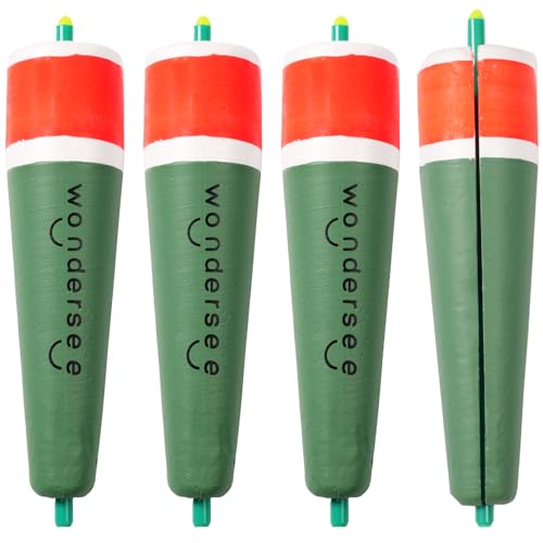 wondersee Fishing Floats Weighted Slotted Peg Popping Floats Slip Bobbers, Pack of 4 - color: Green, size: 5in.