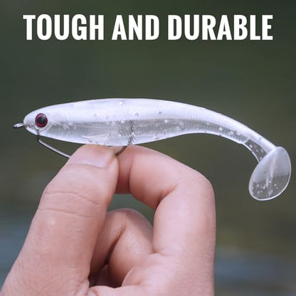 TRUSCEND Shadtale Easy Catch Soft Fishing Lures, Unique Vibration and Action for Various Rigs, Paddle Tail Swimbaits Trailer for Bass, Trout, Crappie, Walleye, Redfish, Saltwater & Freshwater Fishing - color: 3",20pcs,0.15oz