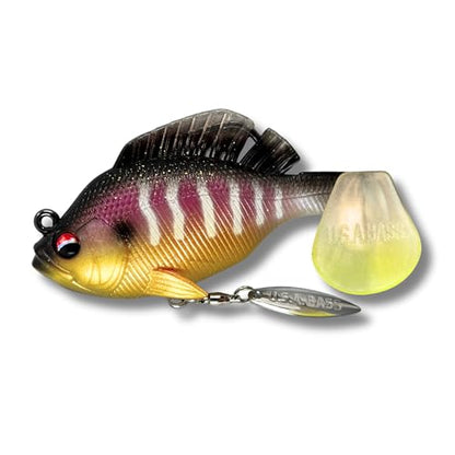 USA Bass Tackle - Hand Poured Underspin Gill - Weedless Gilly Paddletail Sleeper Swimbait with Bass-Tech Soft Plastic & Owner Mega Jig Hook Largemouth Smallmouth Spotted Bass - color: Standard Gill, size: 1/2
