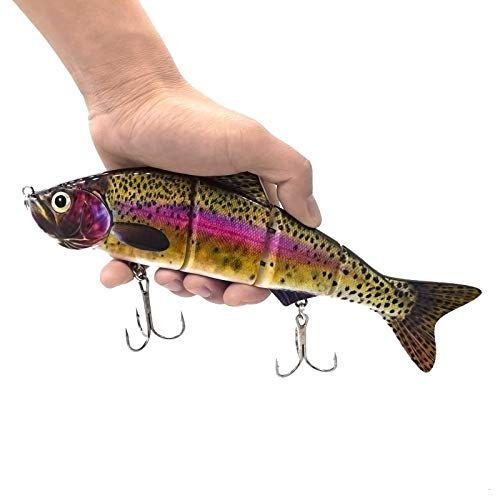 10in Multi Jointed Swimbait Fishing Lures Bait,4 Segment Big Giant Sinking Fishing Bass Lures,Crankbaits Swimbaits with Treble Hook - color: 10in,4.76oz-Color A