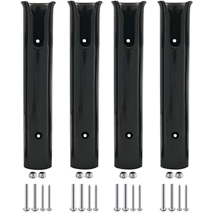 ISURE MARINE Fishing Rod Holder Bracket Wall Mounted Boat Side Mount Tool Holder Tube Links with Screws 2/3/4/6 Pole Tube (White/Black) - color: 4-Pole Black