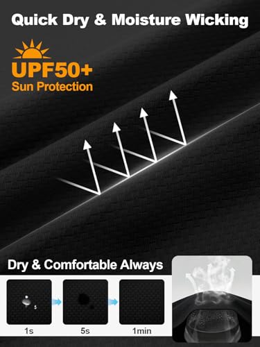Men's UPF 50+ Sun Protection Hoodie Lightweight Quick Dry Fishing Shirts Long Sleeve Rash Guard with Mask - color: Black, size: Medium