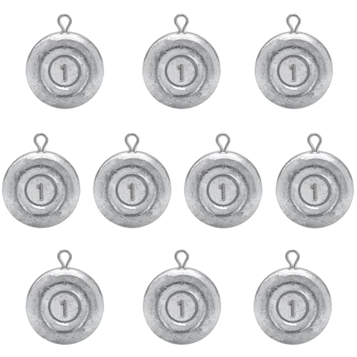Fishing Weights Sinkers, Disc Sinkers Weights Coin Sinkers Freshwater Saltwater River Bank Surf Fishing Catfishing 1oz 2oz 3oz 4oz - style: 1oz-10pcs