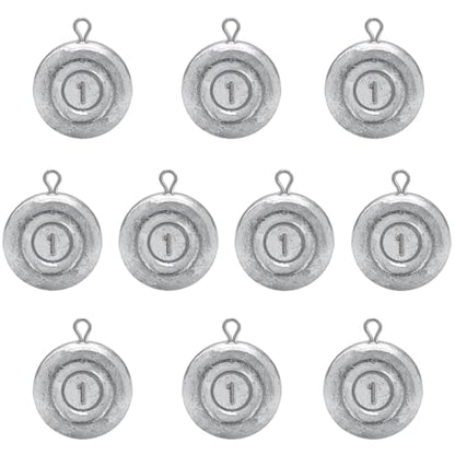 Fishing Weights Sinkers, Disc Sinkers Weights Coin Sinkers Freshwater Saltwater River Bank Surf Fishing Catfishing 1oz 2oz 3oz 4oz - style: 1oz-10pcs