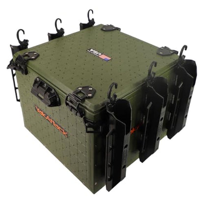 YakAttack BlackPak Pro Kayak Fishing Crate - Ranger Green | 16" x 16" Riggable Kayak Gear Storage System with Hinged Lid, GridLoc Mount Panels & 6 TetherTube Rod Holders | Lightweight Tankwell Crate - color: Ranger Green, size: 16"x16"x13"