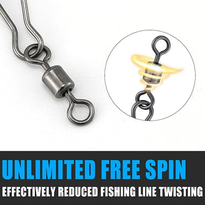 Dr.Fish 20 Pack Fishing Speed Clips with Barrel Swivel, Stainless Steel Lure Quick Clips Snap Swivels Freshwater - size: #5-71LB