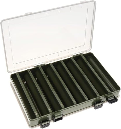 Double Sided 14 Compartments Fishing Tackle Boxes Fishing Lure Box Organizer, Fishing Bait Tackle Storage Case, Container Box for Jewelry Beads Earring Hook (Green) - color: Green