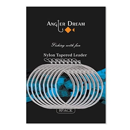 8 Pack Welded Tapered Leader Fly Fishing Leader with Loop 9ft 0/1/2/3/4/5/6/7X Nylon Fly Leader … - color: Fly Leader & strong loop, size: 7x