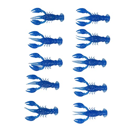 10pcs Crawfish Soft Lure Fishing Lure Crawdad Bait PVC Shrimp Artificial Soft Lure Baits for Bass Fishing Crayfish Baits Swimbait - color: Blue
