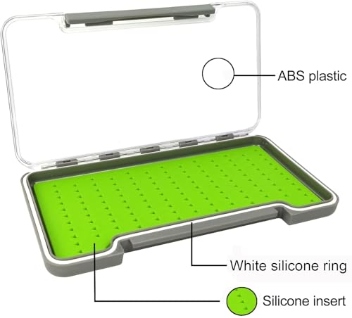 Aventik Fly Fishing Boxes Silicone Super Slim Fishing Storage Fishing Tackle Case Waterproof Best Pocket Sizes 7.36"X4.02"X0.63"/5.39"X3.74" X0.63'’(2pc-g048lb) - style: 2PC-G048LB:7.36"X4.02"X0.63"
