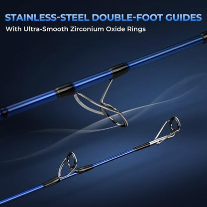 KastKing Kapstan Saltwater Spinning Rod, Boat & Surf Fishing Rod, Lightweight S-Curve Graphite Blanks, Stainless-Steel Double-Foot Guides, Aluminum/Graphite Locking Reel Seat, 2-Piece PTS Rod - style: Spin-7'0"-m-m