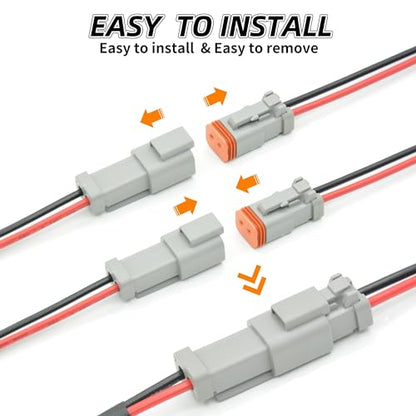 10 Set 2 Pin DT Deustch Waterproof Connector Automotive Electrical Butt Connector 16AWG Wire Harnesses Connectors Kit with Heat Shrink Tubing for Car Boat Truck (A- 2Pin Wiring 10Pair) - size: DT Connector 10 Sets 2 Pin