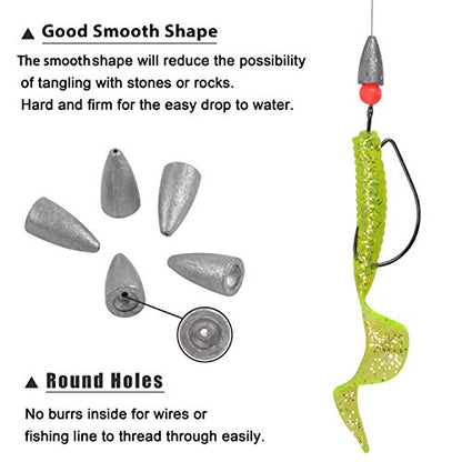 106pcs Fishing Weights Assortment Saltwater Split Shot Fishing Weights Sinkers Kit Assorted Bass Casting Bell Sinkers with Tackle Box for Saltwater Freshwater