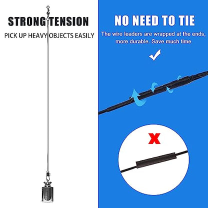Fishing Leaders Saltwater,60pcs Stainless Steel Wire Leaders with Swivels Snap High Strength Fishing Line Leader for Connect Fishing Tackle Lure Bait Rig Hooks,6/8/10inch - color: Black - 60pcs (6"+8"+10")