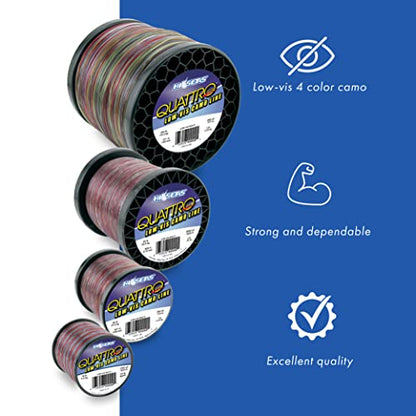 HI-SEAS Quattro Monofilament Fishing Line - Low-vis 4 Color Camo, Strong & Durable Performance Saltwater Main Line - style: 80 Lb Test, 0.90 Mm Dia, 1200 Yd