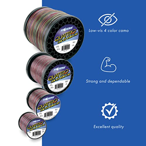 HI-SEAS Quattro Monofilament Fishing Line - Low-vis 4 Color Camo, Strong & Durable Performance Saltwater Main Line - style: 12 Lb Test, 0.35 Mm Dia, 4000 Yd